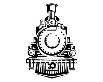 Steam train SVG, Train, Front view, Vintage train, Retro train, Locomotive, Silhouette,SVG,Graphics,Illustration,Vector,Logo,Digital,Clipart