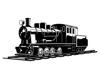 Steam train, Train, Vintage train, Retro train, Steam, Locomotive, Silhouette,SVG,Graphics,Illustration,Vector,Logo,Digital,Clipart