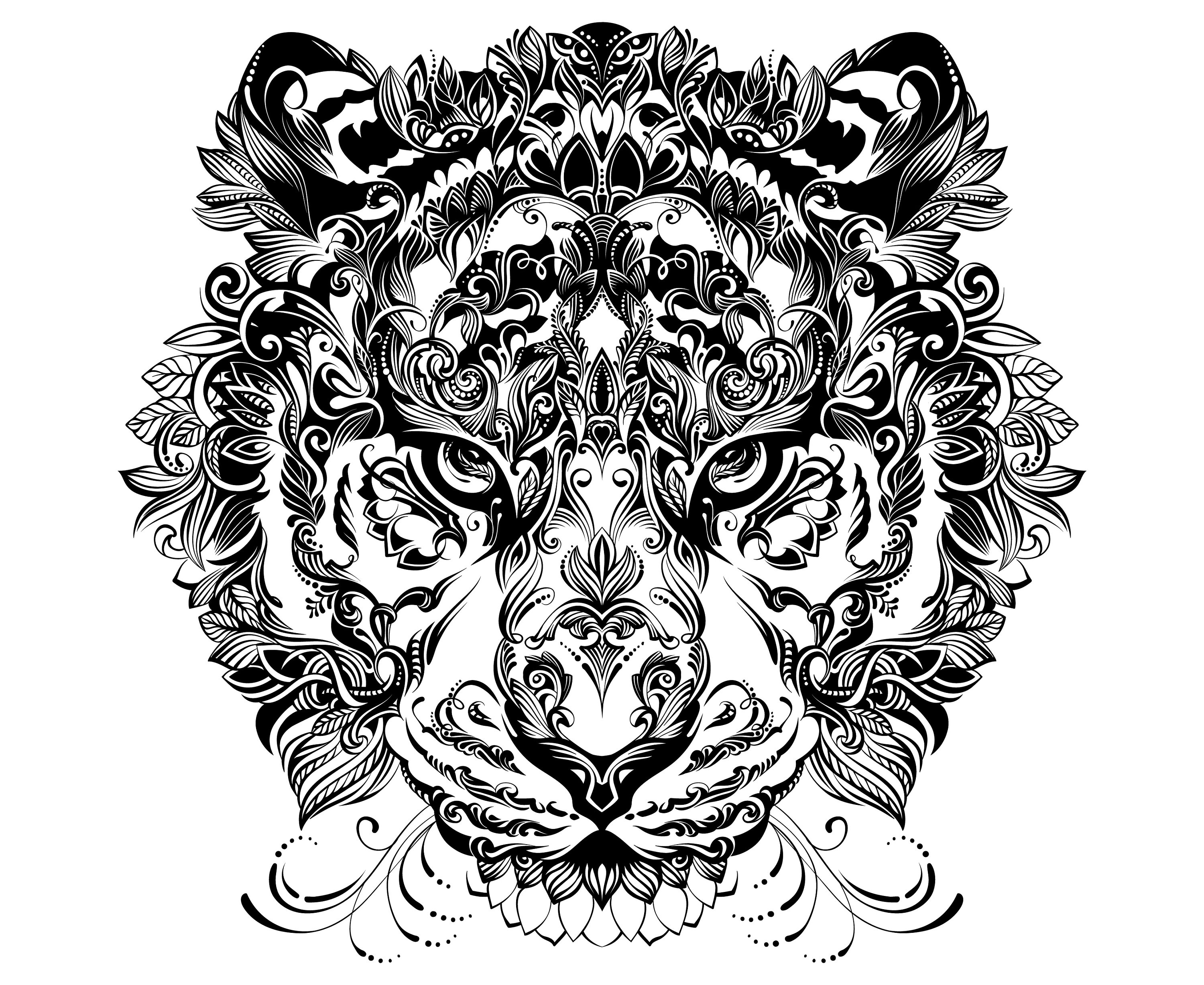 Download Tiger Mandala Zentangle Animal | Etsy