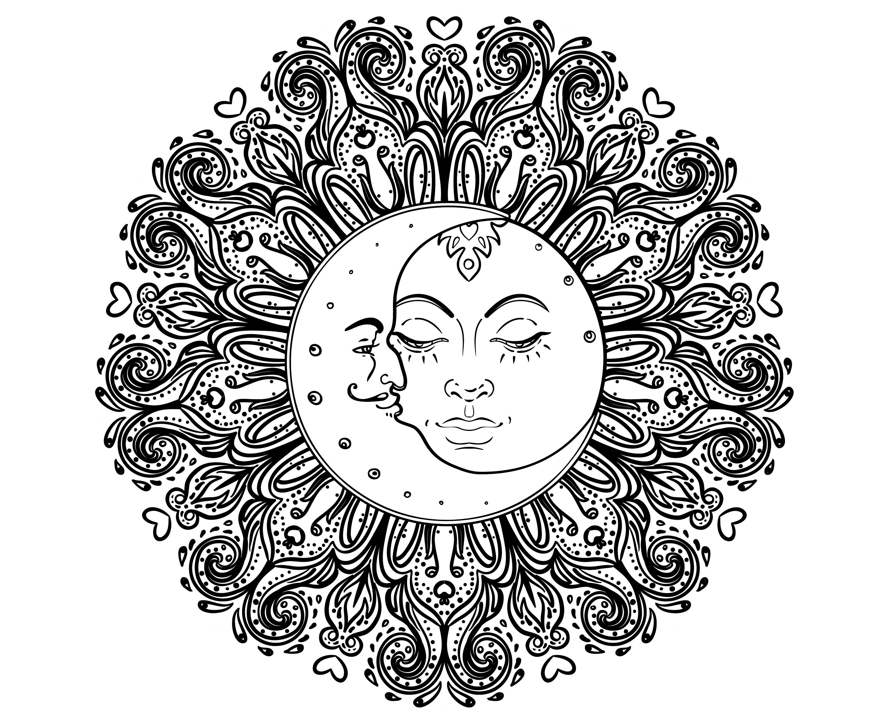 Mond Sonne Mandala Zentangle Tattoo Silhouette SVG | Etsy
