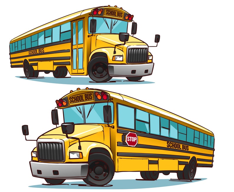 School Bus Clip Art School Bus Back To School School Etsy