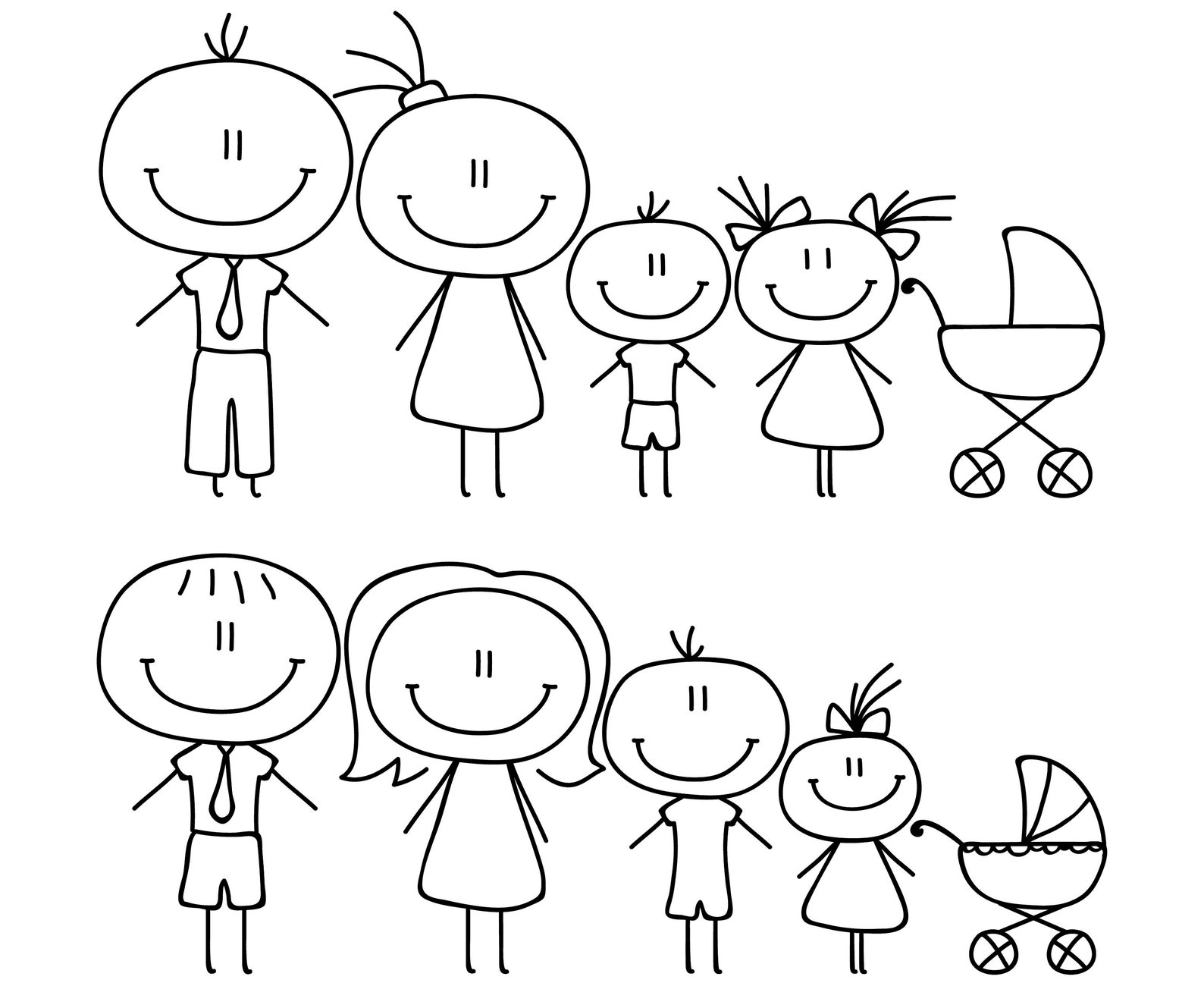Stick-Familie Strichmännchen digitale Datei Zeichnung | Etsy