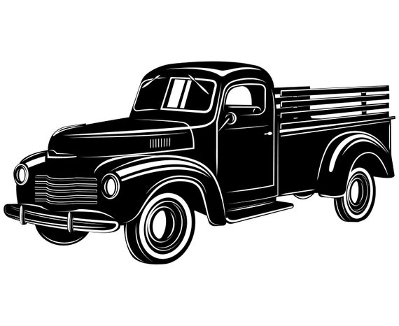 Truck Pickup Vintage Old Pick up SilhouetteSVGGraphics | Etsy