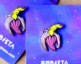 Finger Banana Hard Enamel Pin: Rose Gold Surreal Badge