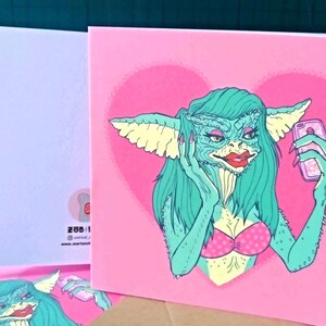 Biglietto d'auguri Greta il gremlin, divertente biglietto di San Valentino, Galentines, bizzarro biglietto sexy, arte di gremlin donne, biglietto d'amore, amante dell'horror anni '90