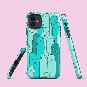 Auf der Suche nach jemandem Blue Zubieta iPhone Hülle, Türkis Grafik Covers, Robuste hohe Qualität Pop surreal illustrierte Hülle