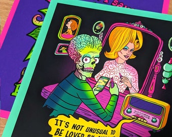 Giclee z Mars Attacks: nostalgiczna sztuka ścienna science fiction z lat 90.