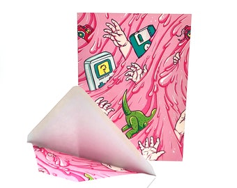 Nostalgia and pink slime greeting card, quirky weird card, funny card, horror lover 90s gen x and millenial card