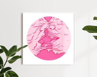 Sticky Love Giclée Print: Pop Surreal Sexy Lips Art by Zubieta