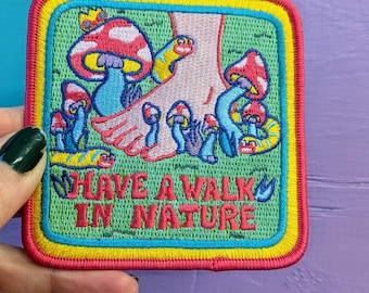 Have a Walk in Nature Embroidered Patch: Indie illustration Accessory