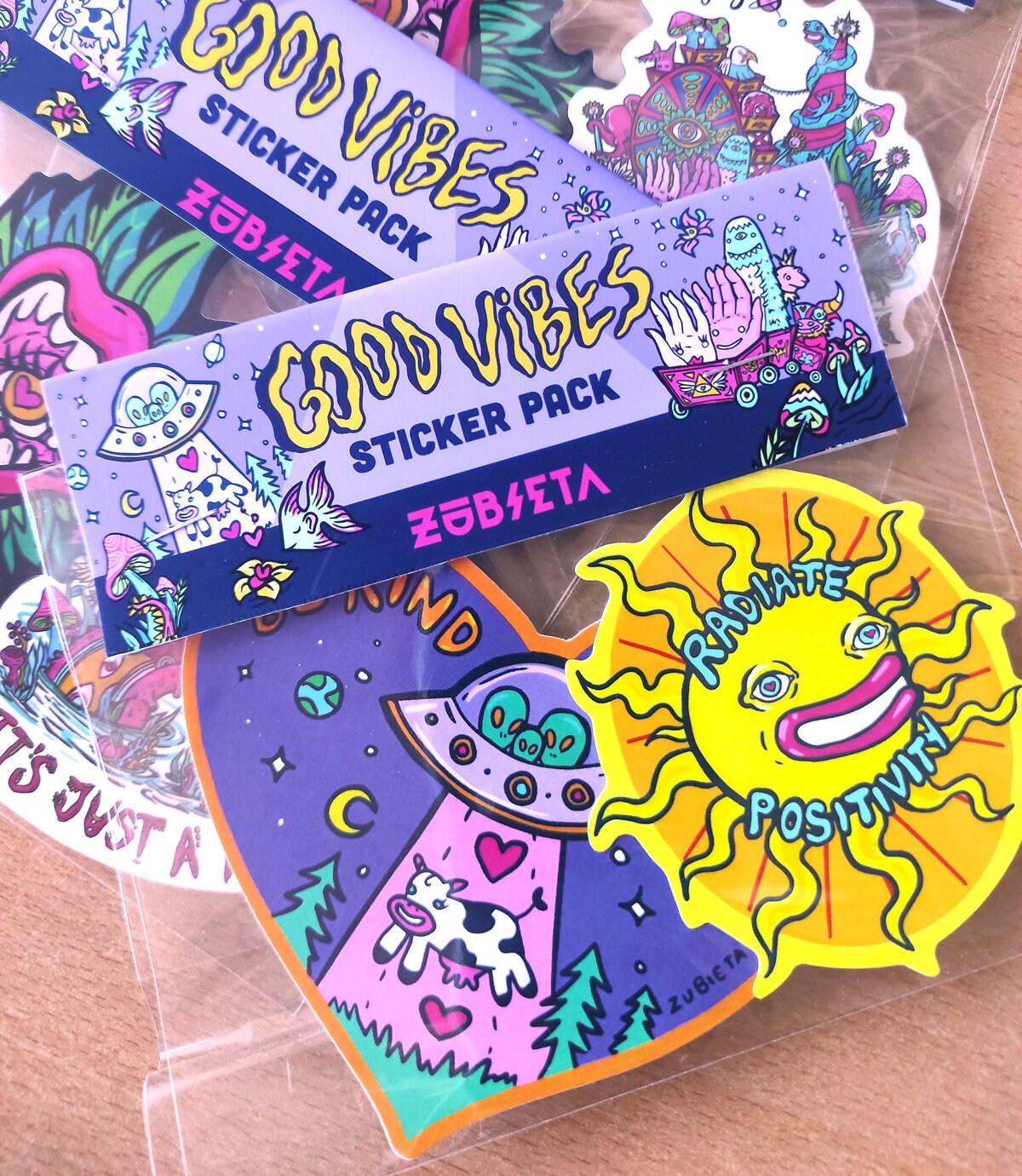 Packing Sticker Groovy Groovy Psychedelic Vinyl Sticker Pack: Good Vibes Tropical Art - Etsy