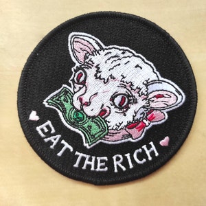 Eat the rich Embroidered Patch Iron on or Sew on Illustrated Patches by Zubieta image 6