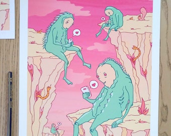 Millennial Aliens Art Print: Pop Surrealist Illustration