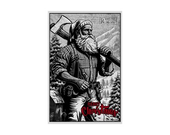 Vintage Lumberjack Santa Christmas Print: Rustic Holiday Wall Art (Digital Download)