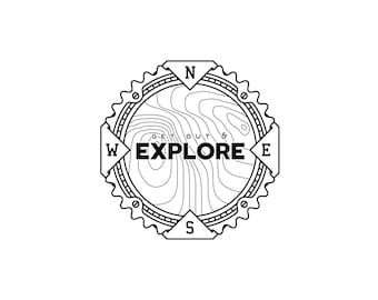 Explore Compass SVG: Topographic Design, Cricut & Silhouette (Digital Download)
