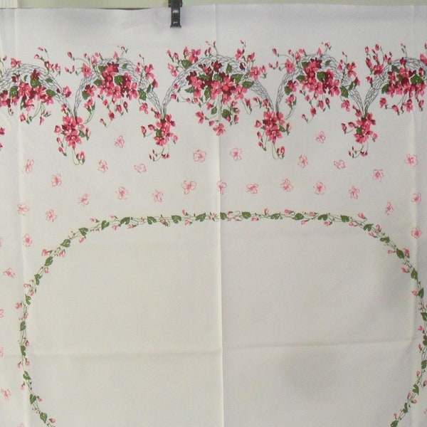 1950s California Handprints Floral Tablecloth |  Bright, crisp, vibrant colors on acetate . . . it's beautiful!