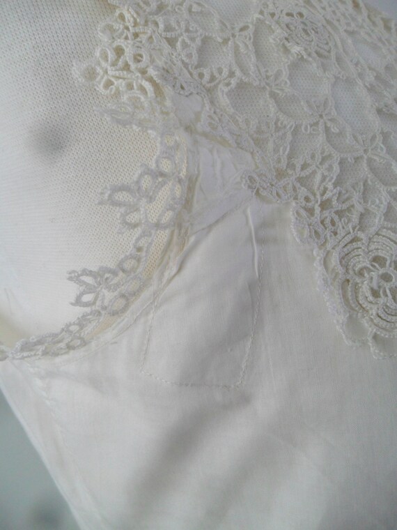 Late 1800s Cotton Slip | Full length, Handmade La… - image 5