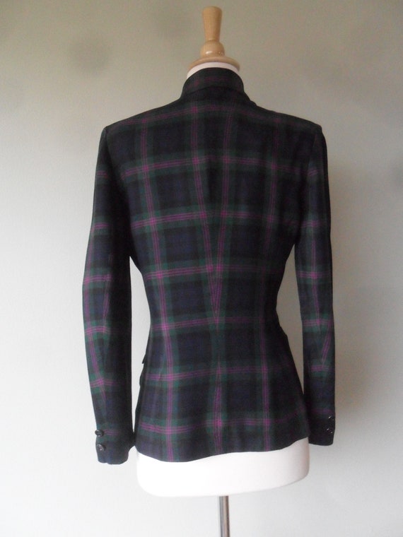 1970s Wool Tartan Blazer |  Pockets, fitted waist… - image 5