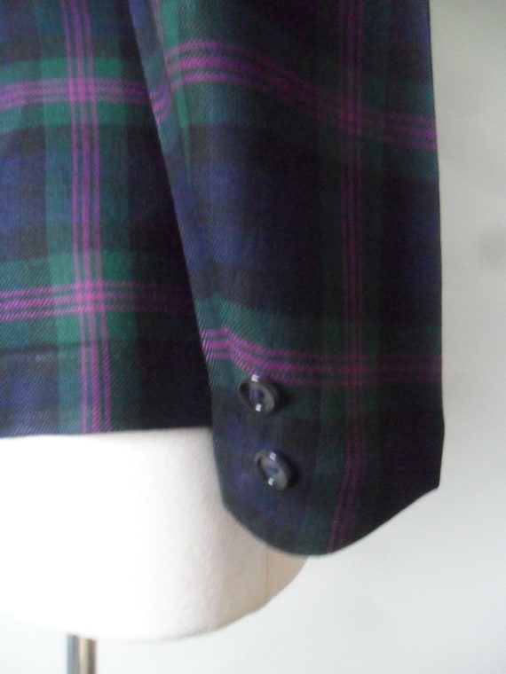 1970s Wool Tartan Blazer |  Pockets, fitted waist… - image 4