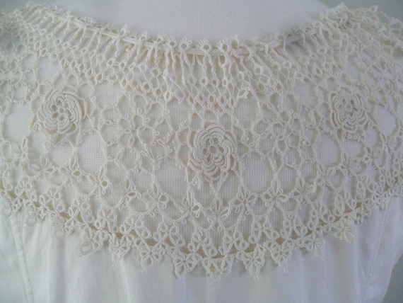 Late 1800s Cotton Slip | Full length, Handmade La… - image 4