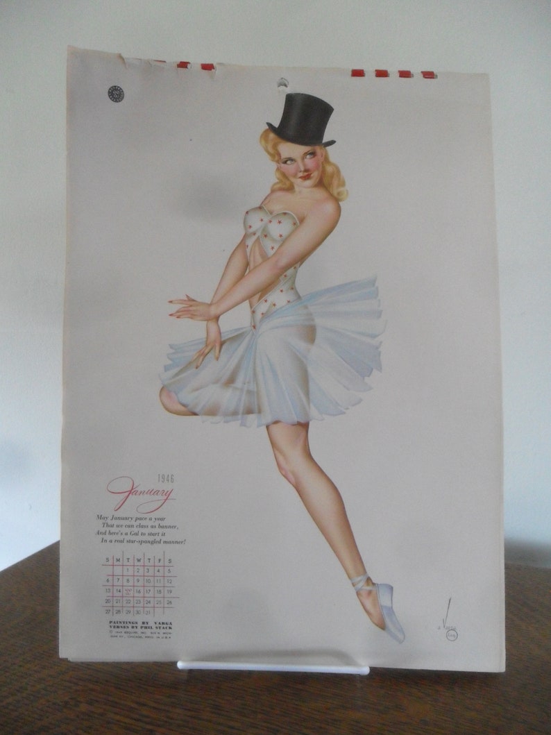 Authentic 1946 Varga Esquire Magazine Pin Up Calendar Etsy