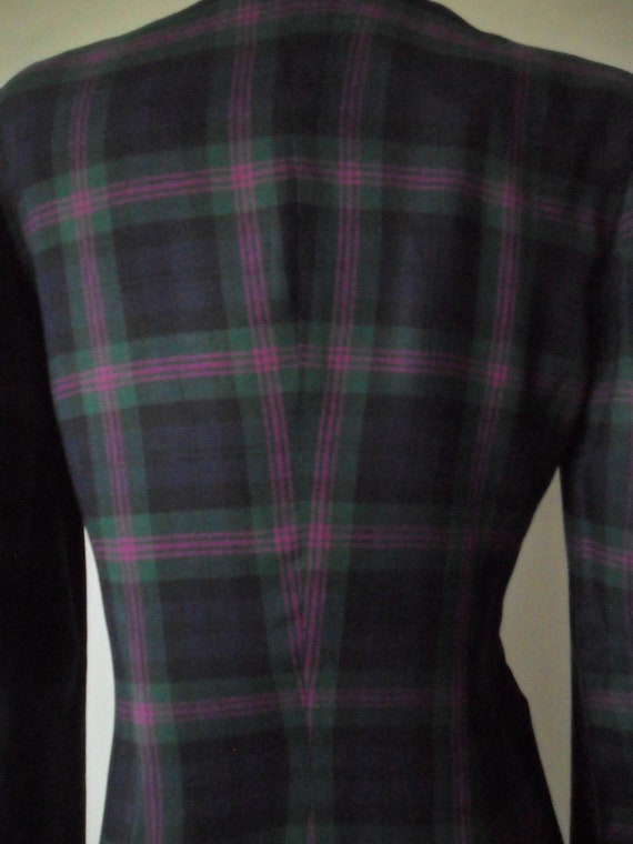 1970s Wool Tartan Blazer |  Pockets, fitted waist… - image 6