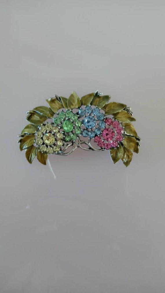 Vintage Kramer of NY Rhinestone Brooch | Clear, gr