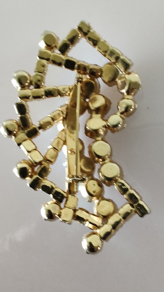 Vintage Two Tone Blue Aurora Borealis Rhinestone Brooch, MCM Circular Pin main image 0