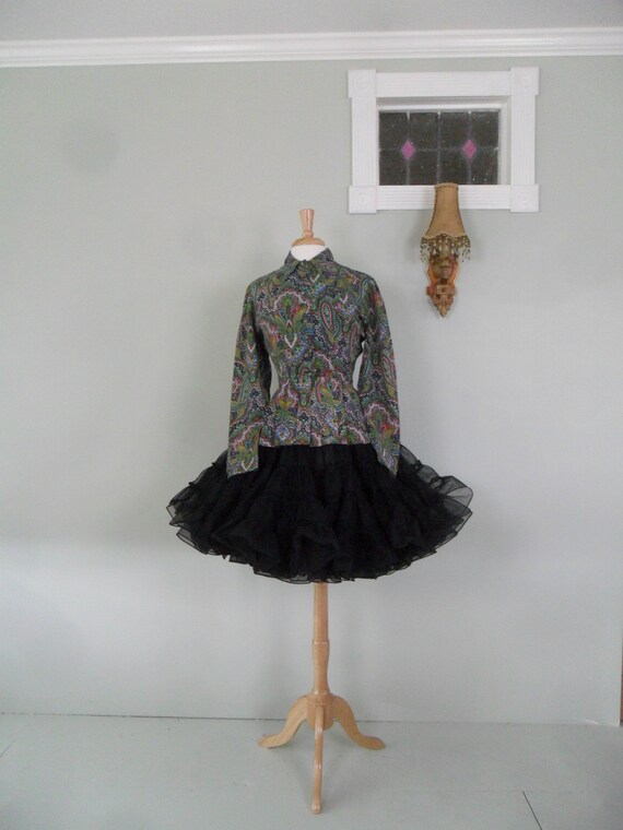 Fabulous 1960s Paisley Blouse with Pleated Skirt /