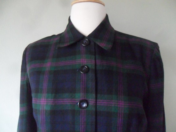 1970s Wool Tartan Blazer |  Pockets, fitted waist… - image 2