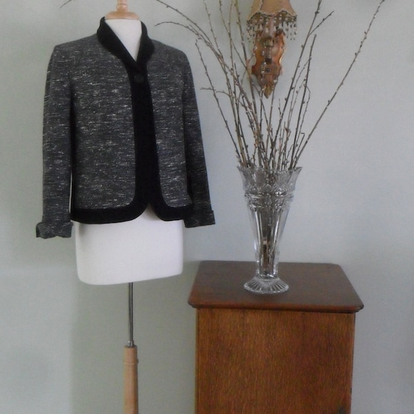 1960s Best Apparel (Seattle) Jacket |  Silk boucle in black and white with crepe lining
