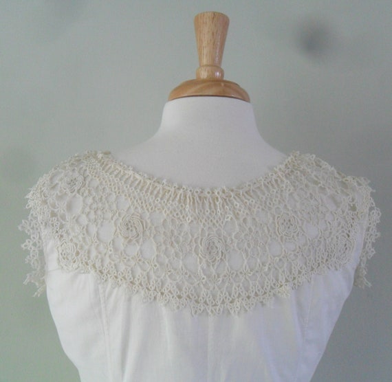 Late 1800s Cotton Slip | Full length, Handmade La… - image 3