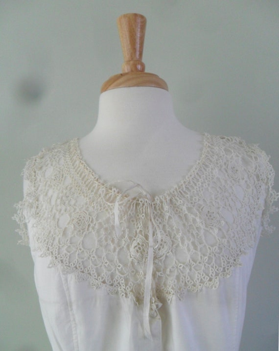 Late 1800s Cotton Slip | Full length, Handmade La… - image 2