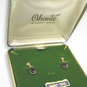 Aretes con bisel de topacio ahumado Chante en oro de 14 k