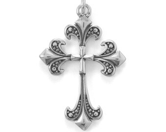 Trustmark 925 Sterling Silver Customized Family 3 Birth Month Inscribed Fleur De Lis Cross Pendant Trustmark 925 Sterling Silver Customized Family 3 Birth Month Inscribed Fleur De Lis Cross Pendant