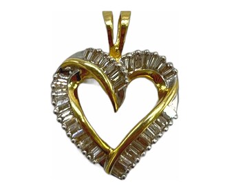 14k Gold Heart Pendant with Diamonds 3.9 Grams