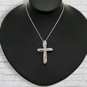 14k White Gold Diamond Cross Necklace