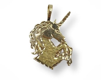 14k Gold Unicorn Head Pendant