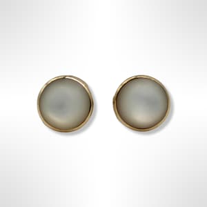 14K Gold Mother of Pearl Bezel Stud Earrings