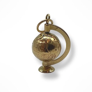 14k Gold Spinning World Globe Mini Pendant