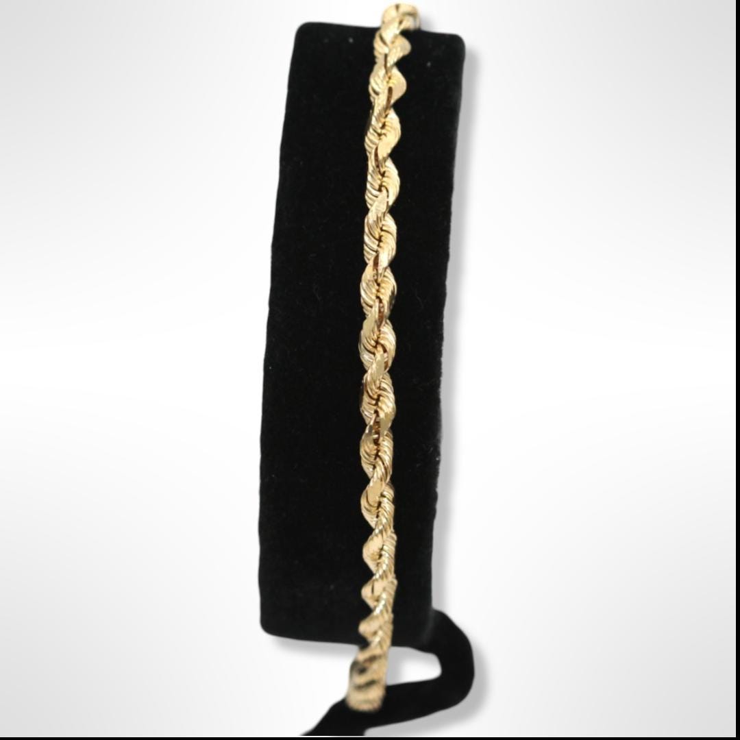 14K Yellow Gold SILK Rope Bracelet Size 8