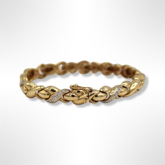 14K Gold Diamond XO Link Bracelet (7 inches) - image 4