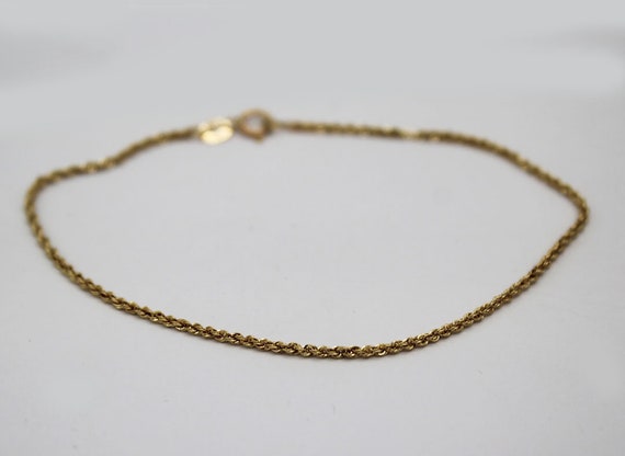 14K Gold 1.3mm Dainty Rope Chain Bracelet - 7 in. - image 1