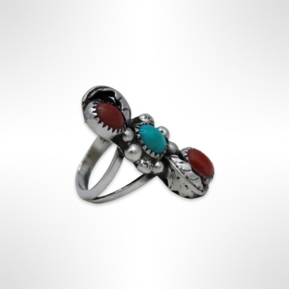 925 Sterling Silver Turquoise and Carnelian Ring … - image 2