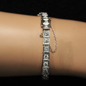 Art Deco Platinum European Cut 27 Diamond Appoximate 4.0 ct wt Line Bracelet