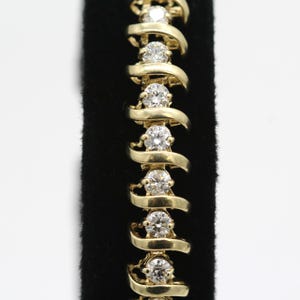 14k Yellow Gold Natural Diamond S-Link Tennis Bracelet 7.5 Inches 5 Carat