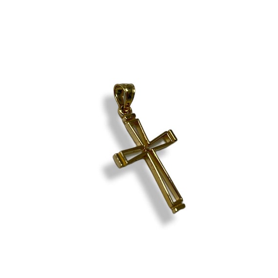 14k Gold Minimalist Cross Pendant - image 3