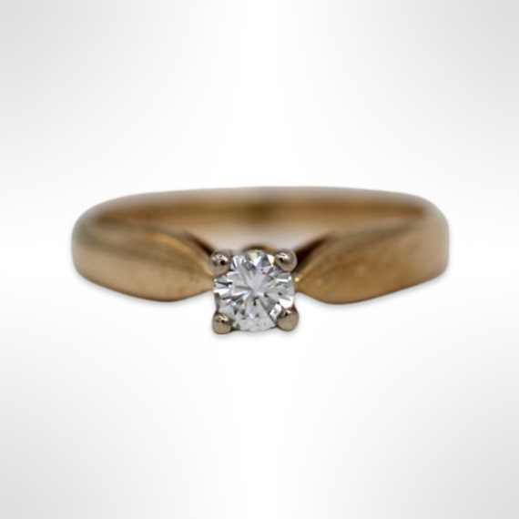 14K Gold ~0.20 ct Solitaire Natural Round Diamond… - image 1