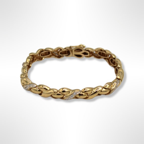 14K Gold Diamond XO Link Bracelet (7 inches) - image 2