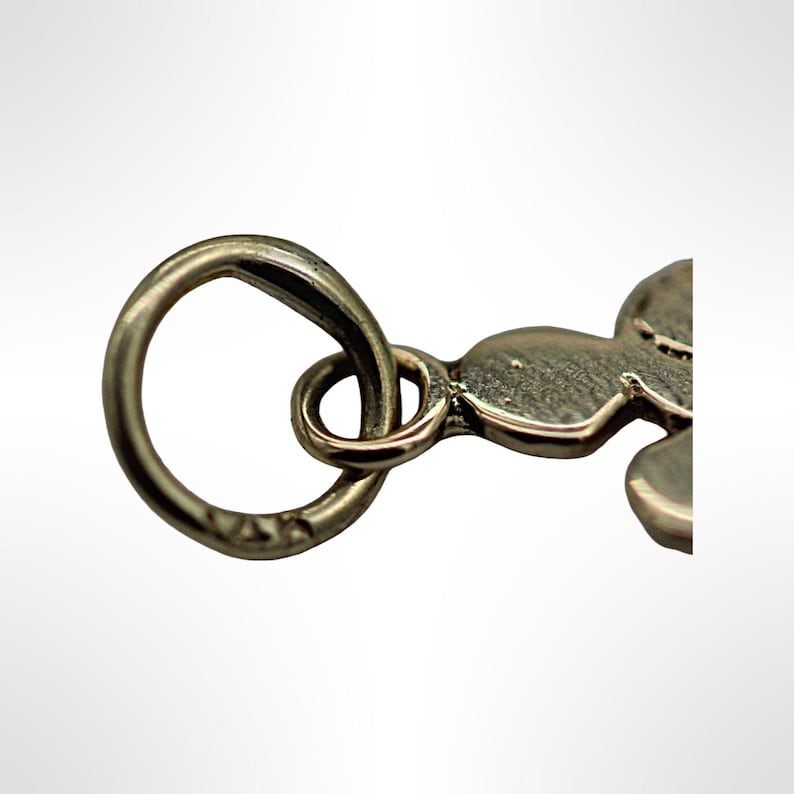 Puede incluir: Encanto de plata con un bucle redondo y una figura estilizada de una persona. El encanto est&aacute; hecho de plata y tiene un acabado brillante.